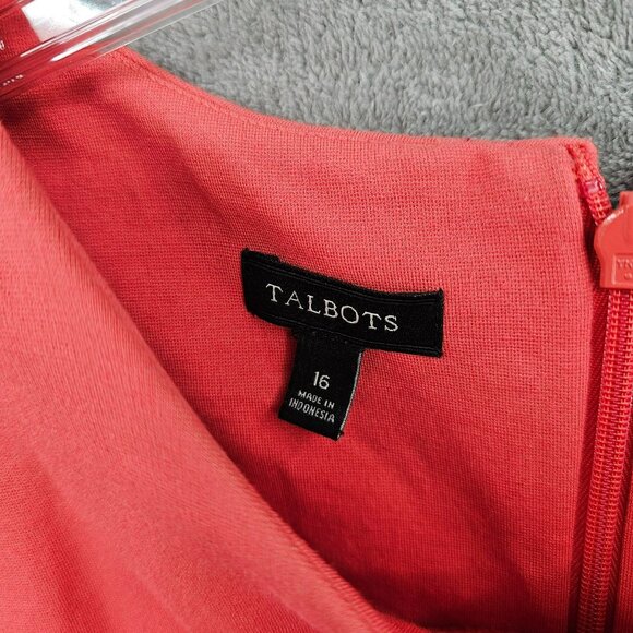 Talbots Colorblock Sheath Dress 16 Peach Red Burgundy Classic Colorful Plus Size - Picture 2 of 9